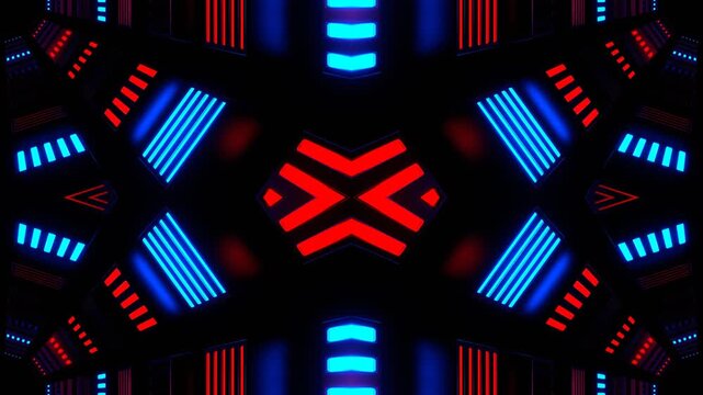 Red and Blue Reverse Slowed Strobe Kaleidoscope Background VJ Loop in 4K