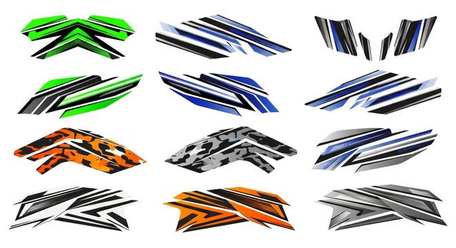 Collection of Abstract Sport Racing Stripe Decal Designs.
