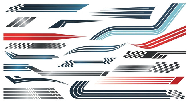 Collection of racing stripes and car decals.
