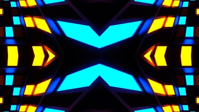 Orange and Blue Slow Strobe Lights Kaleidoscope Background VJ Loop in 4K
