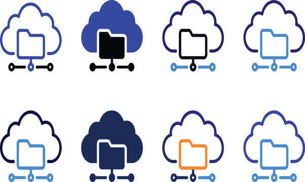 cloud storage icon with file folders high quality professional detailed modern elegant stylish clean crisp vibrant colorful digital creative innovative iocn set