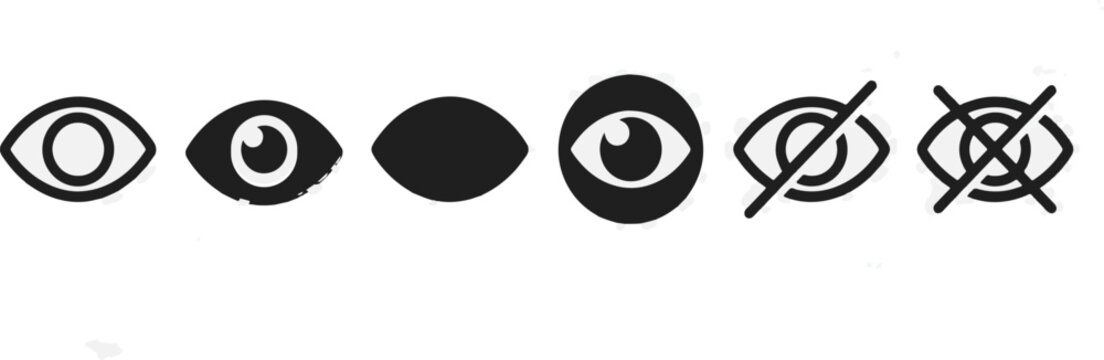 View icon. Open and closed eye symbols for showing or hiding content vector illustration. Privacy and visibility control in user interface symbol. Access management sign.  icon set