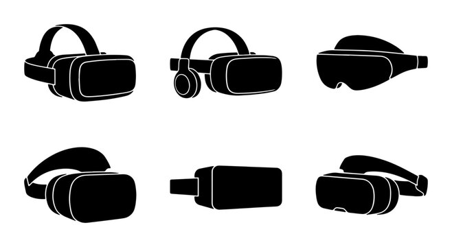 Virtual Reality Headsets, VR Goggles, Immersive Technology Icons, Futuristic Entertainment Devices, Digital Gadgets, Gaming Gear