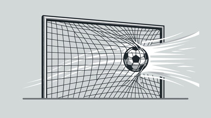 Graphic illustration of a soccer ball hitting the back of the net. © felixde