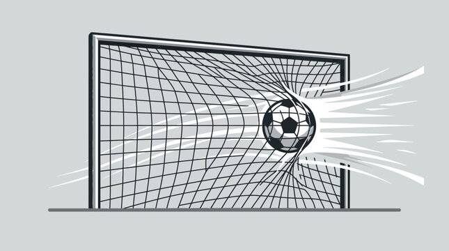 Graphic illustration of a soccer ball hitting the back of the net.