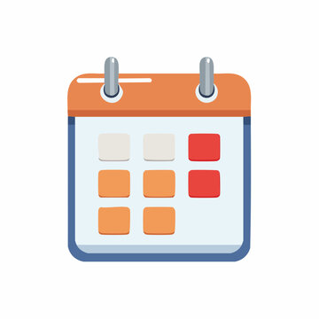 Digital calendar icon with orange header and scheduling blocks