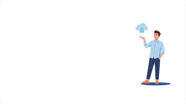 Man Presenting Cloud Computing Server Icon