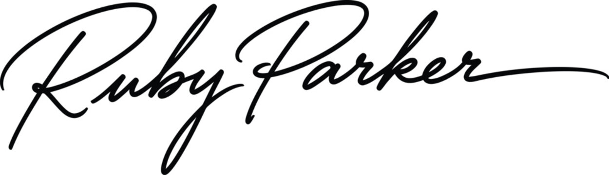 Ruby Parker name is rendered in a refined black script font against a pristine white surface.