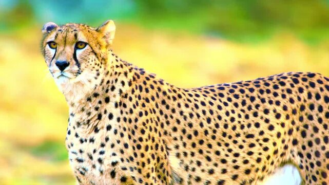 Close up of a cheetah showing the detail of its spotted fur pattern
