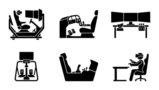 Immersive Gaming Simulators, VR Headset Entertainment, Realistic Driving Cockpits, Digital Entertainment Set