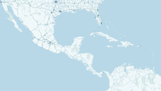 Modern minimalist vector map of Central America. High-quality scalable illustration of Central American isthmus, borders of Guatemala, Costa Rica, Panama, and Caribbean Sea for posters and design.