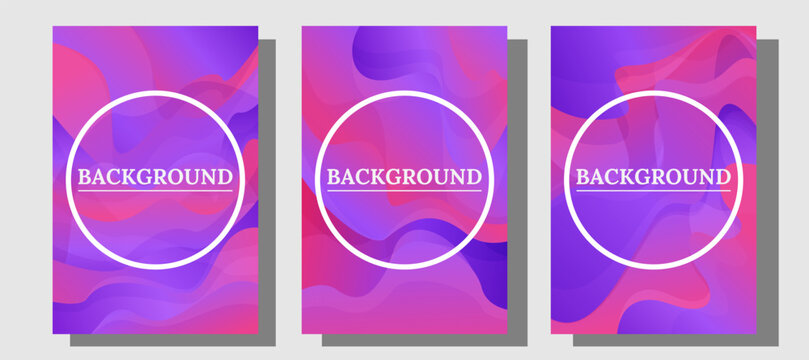 Abstract Purple Violet Gradient Vertical Background Set with Fluid Wave Shapes