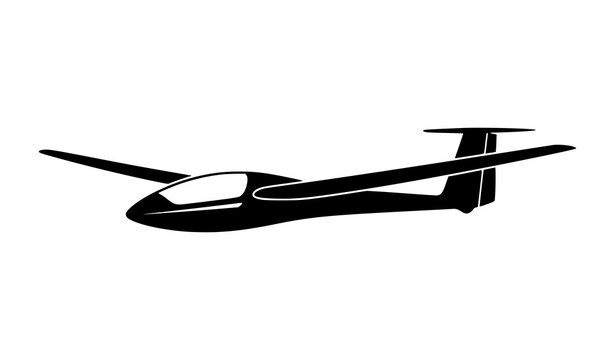 Modern Glider Aircraft Silhouette Vector Isolated Aviation Design