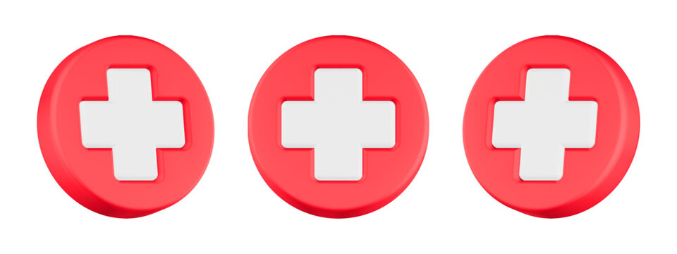 cross health icon 3d render circle button