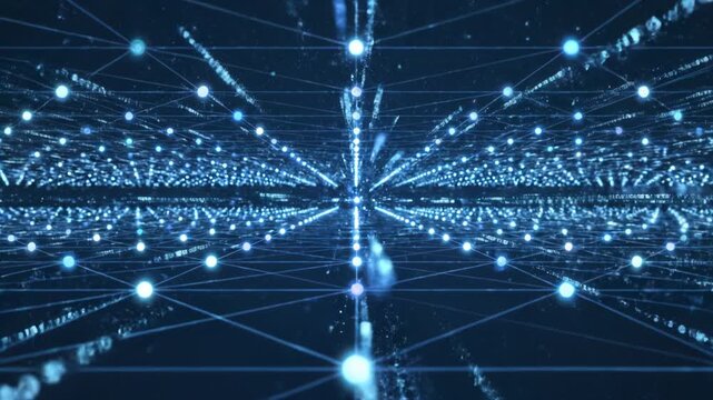 Futuristic Network Connections with Blue Lights.