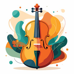 Vibrant Orange Violin Instrument Closeup 2. © Ubay