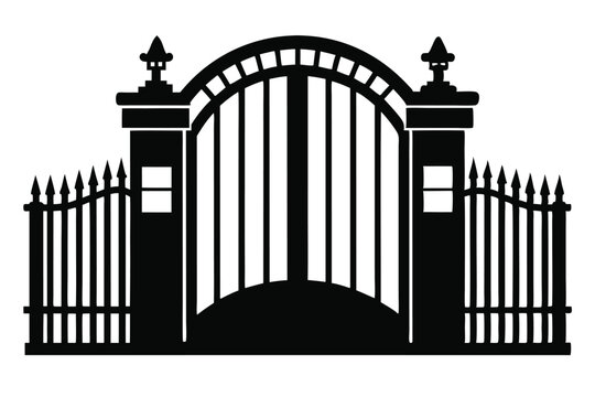 gate silhouette line art vector illustration