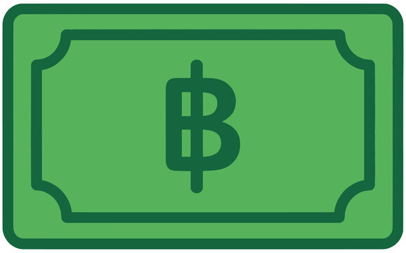 THB Thai Baht currency symbol green cash