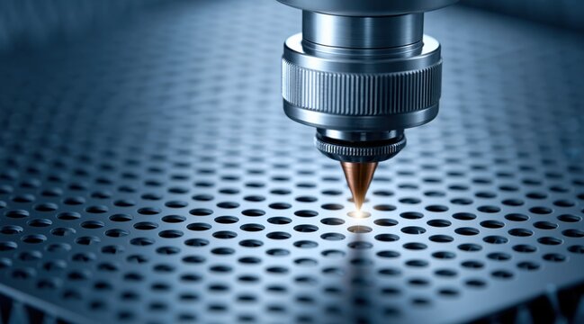 precise laser cutting machine head processing perforated metal sheet