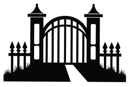 gate silhouette line art vector illustration