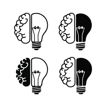 Brain and light bulb creative thinking concept