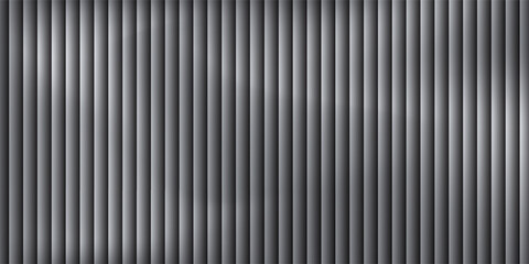 Glass background with silver ribbed effect and abstract 3D line pattern. Modern gray panel design for wall or window, adding light reflection and stylish texture to architecture. © uboy