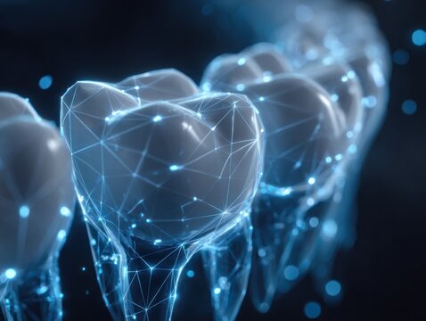 Abstract illustration of teeth with digital connections