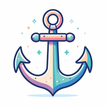 Colorful Anchor Illustration with Sparkles.