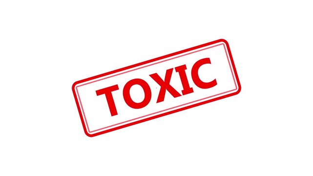 toxic warning stamp animation dangerous hazard effect isolated background harmful toxic stamp motion graphic danger alert animation seamless loop grunge toxic warning badge animation red danger stamp 