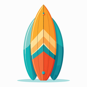 Vibrant Orange and Teal Surfboard Design.
