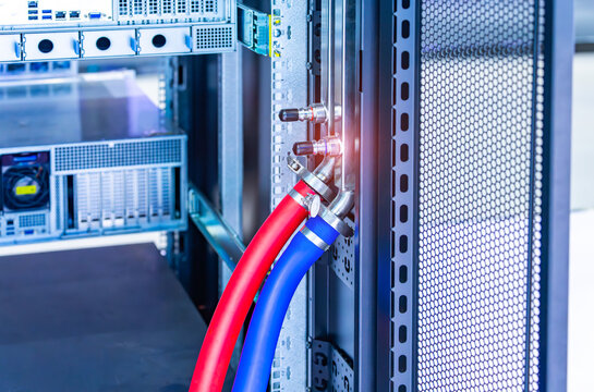 server racks with a liquid cooled supercomputer system with tube  