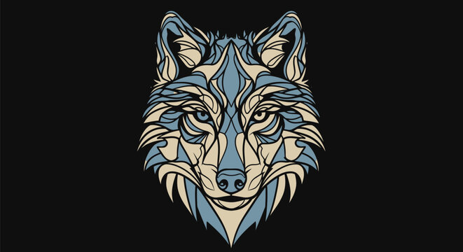 Stylized artistic wolf head portrait illustration.
