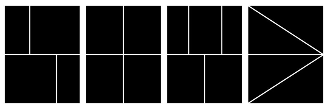 Set of comic 4 frame photo collage layout