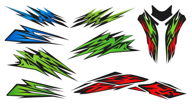 Set of abstract racing sport decals and stickers.