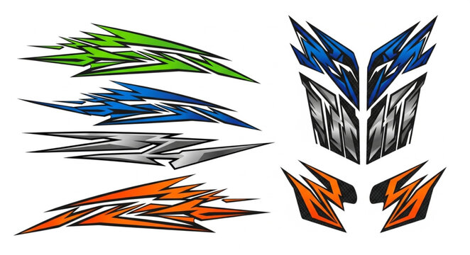 Set of abstract racing car decals and stickers.