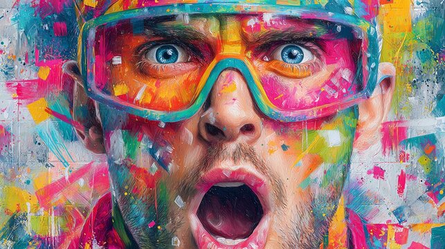 Vibrant expression of joy and excitement.