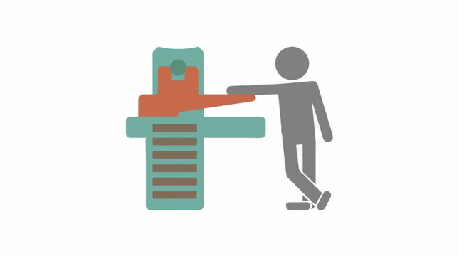 Person leaning on office printer or industrial machine