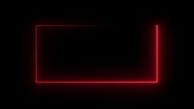 Square rectangle picture frame with two tone neon color motion graphic on isolated black background.moveing for overlay element. footage video effect seamless loop.