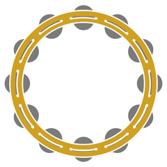 Obraz premium Tambourine icon in flat gold and gray colors