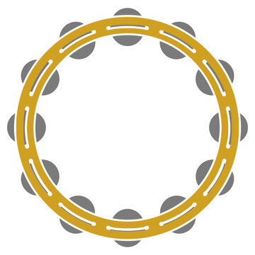 Tambourine icon in flat gold and gray colors