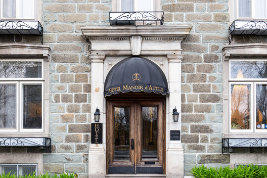 Quebec City, Quebec, Canada, May 16, 2026 - The facade of the 1835 H&ocirc;tel-Manoir D&rsquo;Auteuil, a boutique hotel at 49 D&rsquo;Auteuil street in the old town