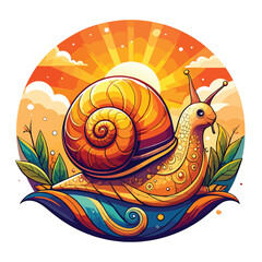 Colorful illustration of a snail 2. © Jem