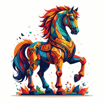 Colorful Horse in Motion Galloping.