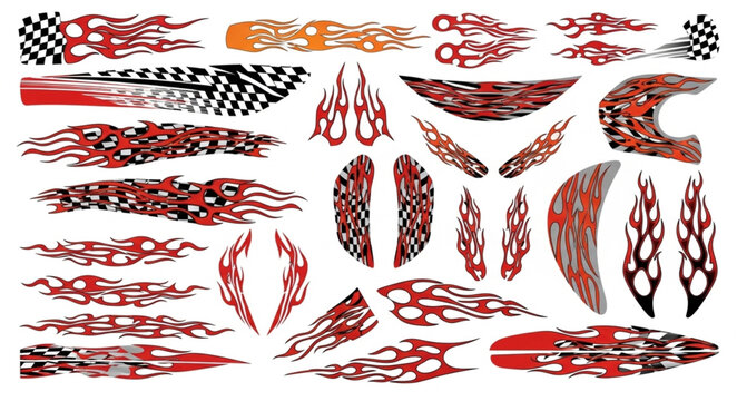 Collection of Flame Graphics and Racing Decals.