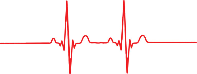 Red heart rate line showing a heartbeat rhythm on a plain surface © Mst