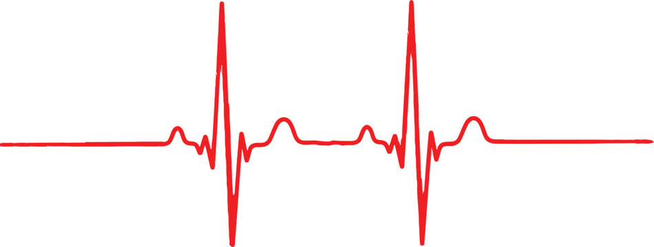 Red heart rate line showing a heartbeat rhythm on a plain surface