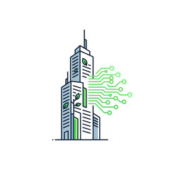 Obraz premium a futuristic cityscape with circuit board.