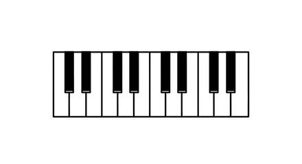 Fototapeta premium Simple black and white piano keyboard fragment on a white background