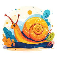 Colorful illustration of a snail 1. © Sem
