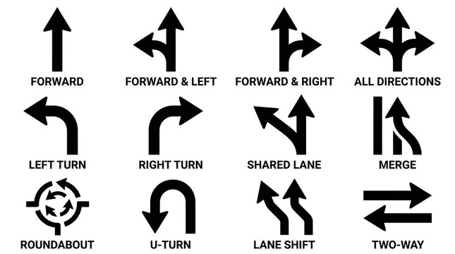 Road traffic direction arrows